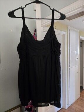 Torrid Black Mesh Ruched Crossover Tank Top - Size 2 (Plus Size 2X / 18-20)